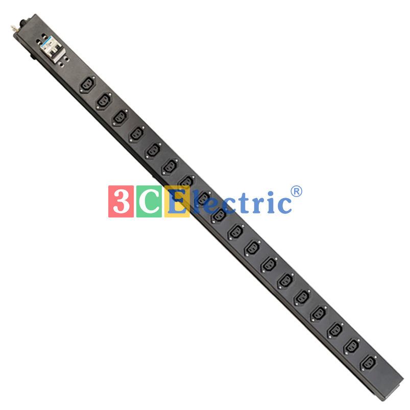 Ổ điện 18 ổ C13, có MCB lắp dọc tủ rack 36U | 3CElectric