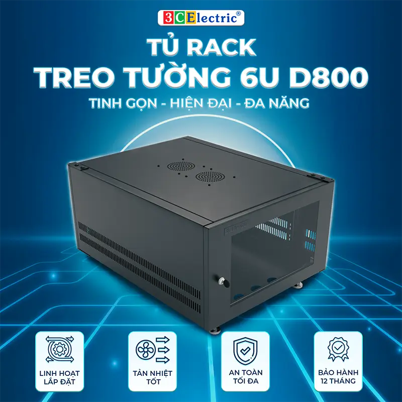 Tủ Rack 6U D800 treo tường