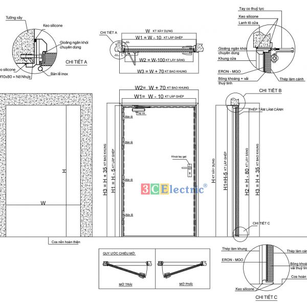 bản vẽ chi tiết cửa chống cháy