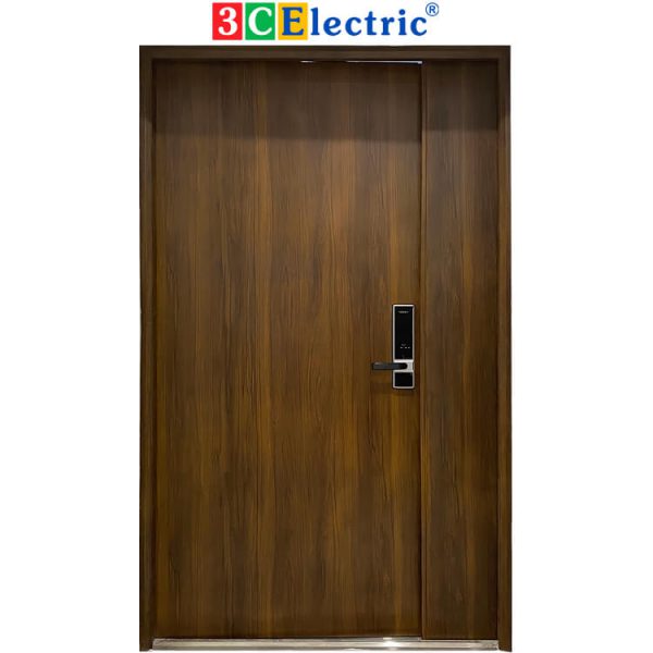 cửa chống cháy vân gỗ 2 cánh lệch