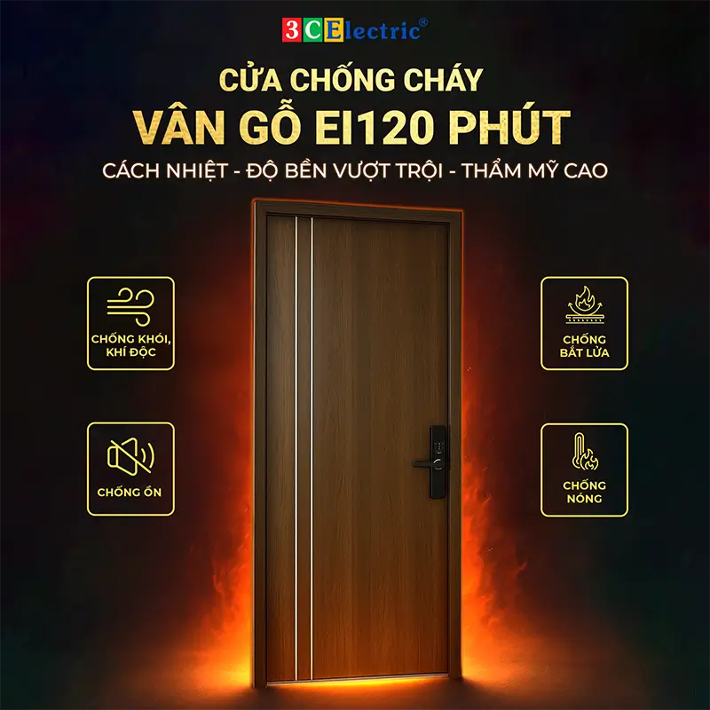 Cửa Chống Cháy 120 phút 1 cánh – màu vân gỗ