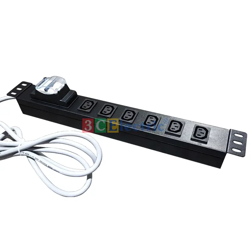 Thanh PDU 6 ổ cắm C13 có MCB 32A, có cáp nguồn 3m