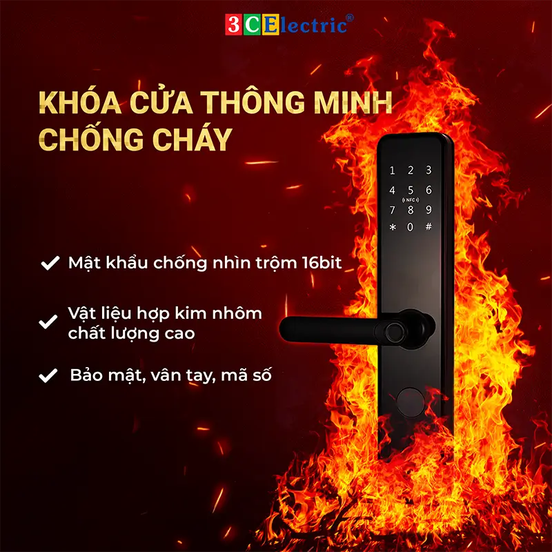 Khóa cửa thông minh, chống cháy 70 phút F2216