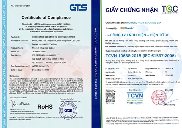 Chứng nhận, chứng chỉ chất lượng tại 3CElectric