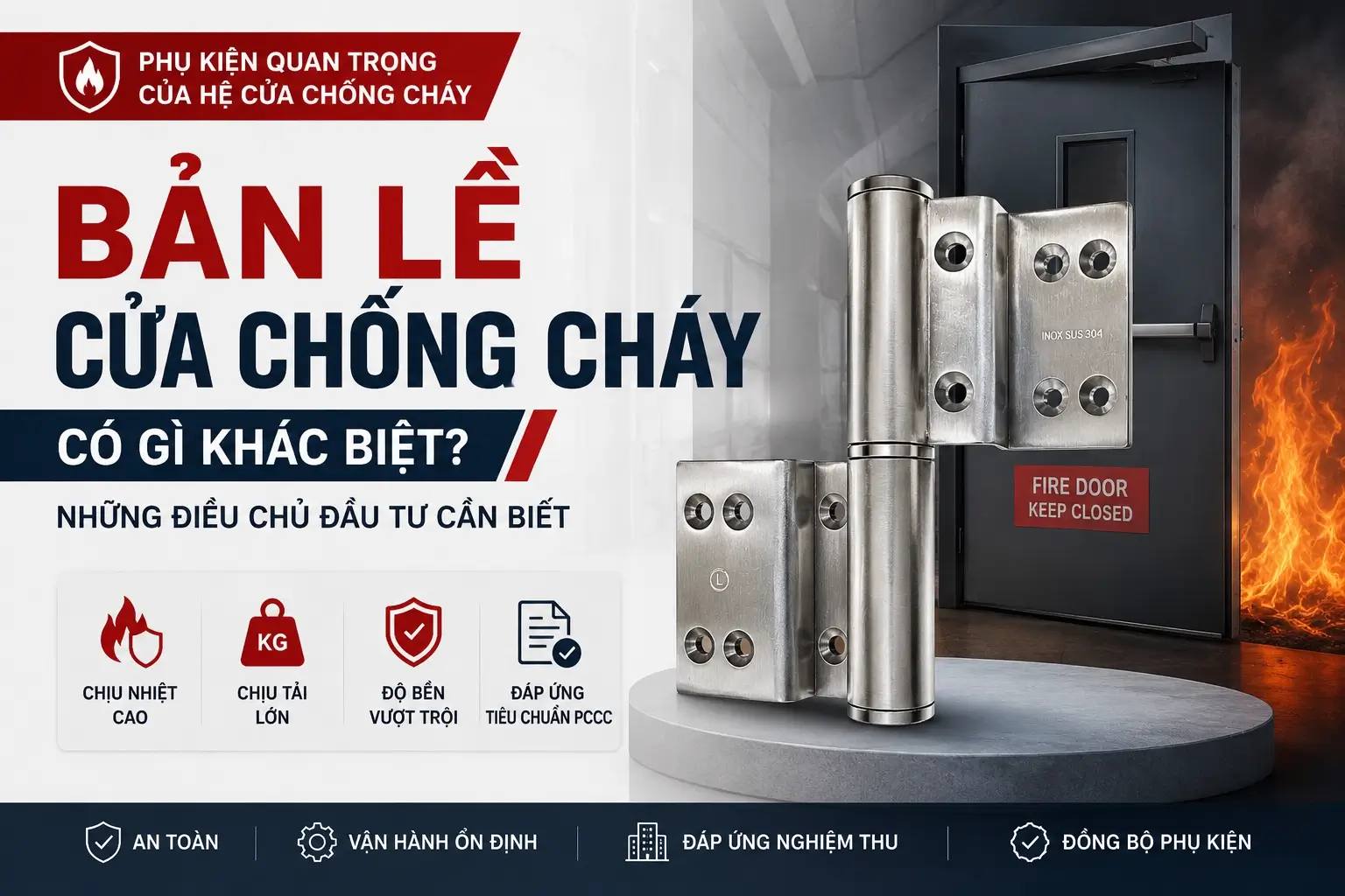 bản lề cửa chống cháy Bản lề cửa chống cháy lắp trên cửa thép chống cháy