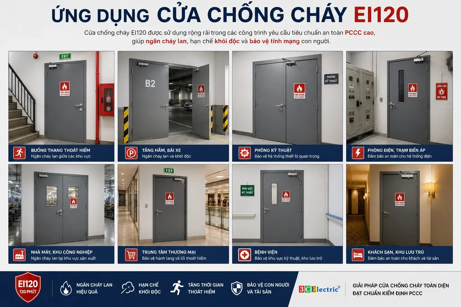 ứng dụng cửa chống cháy ei120 Ứng dụng cửa chống cháy EI120 trong thực tế