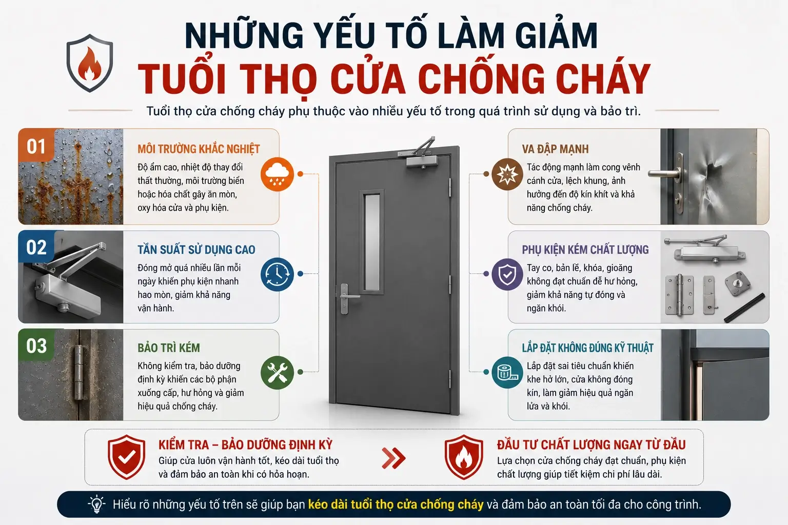 Các yếu tố ảnh hưởng đến tuổi thọ cửa chống cháy