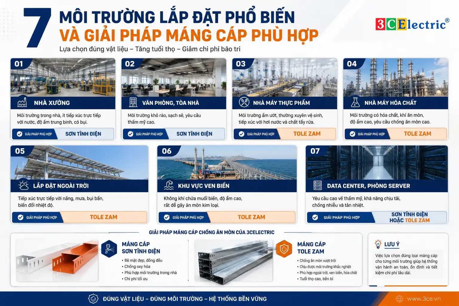 7 môi trường lắp đặt máng cáp chống ăn mòn 7 môi trường lắp đặt máng cáp chống ăn mòn