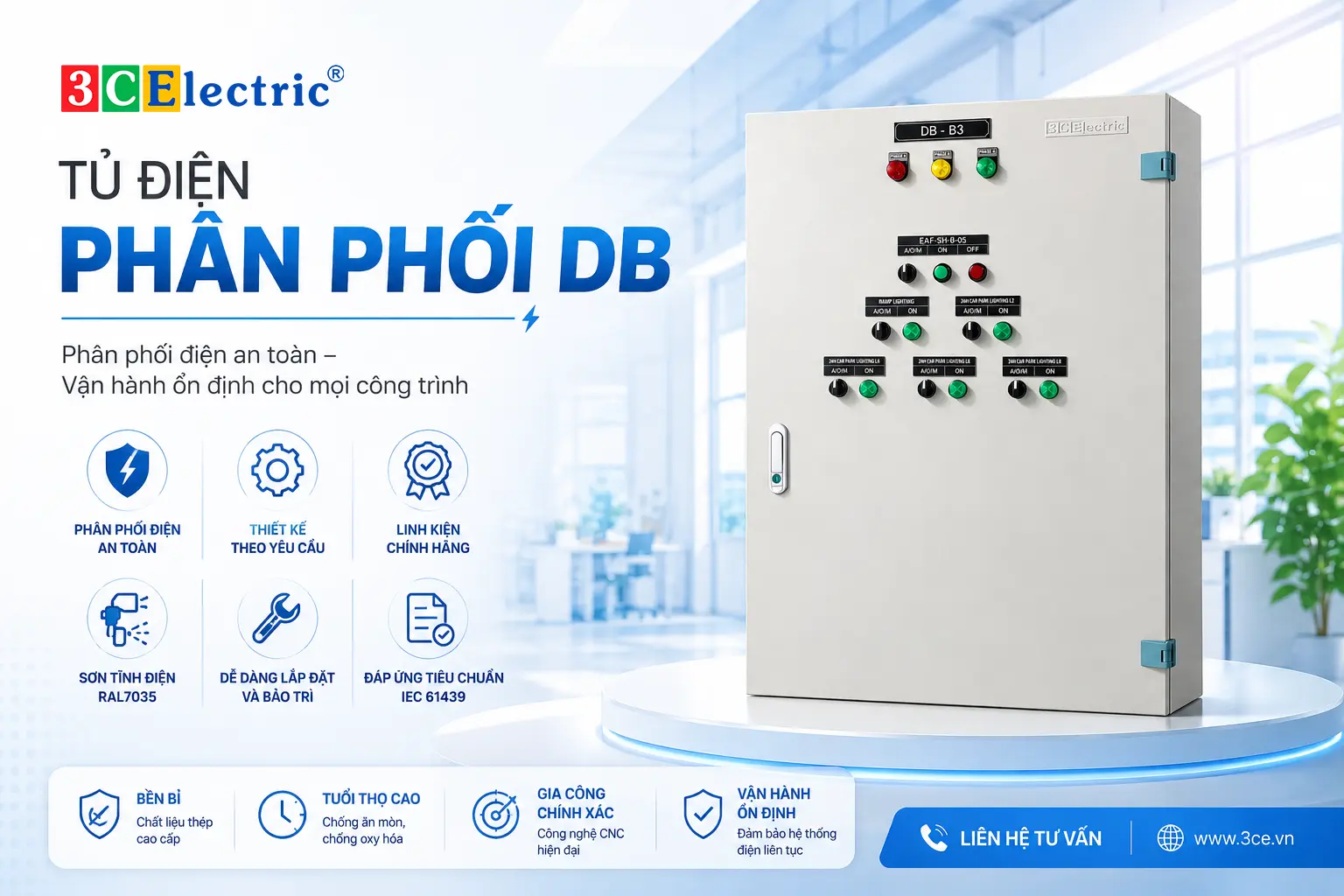 Tủ điện phân phối DB 3CElectric đạt tiêu chuẩn IEC 61439