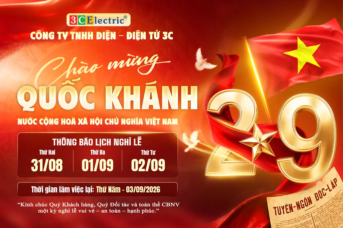 3CElectric thông báo nghỉ lễ Quốc Khánh 02/09