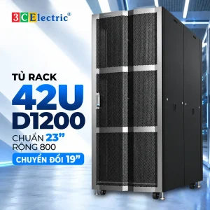 Tủ rack Data 42U D1200, chuẩn 23" rộng 800, có chuyển đổi 19"