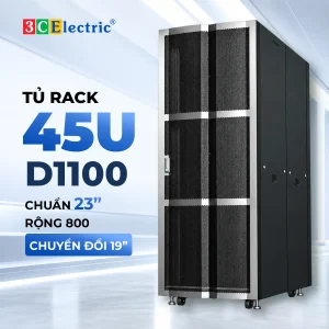 Tủ Rack 45U D1100, chuẩn 23" rộng 800, có chuyển đổi 19"