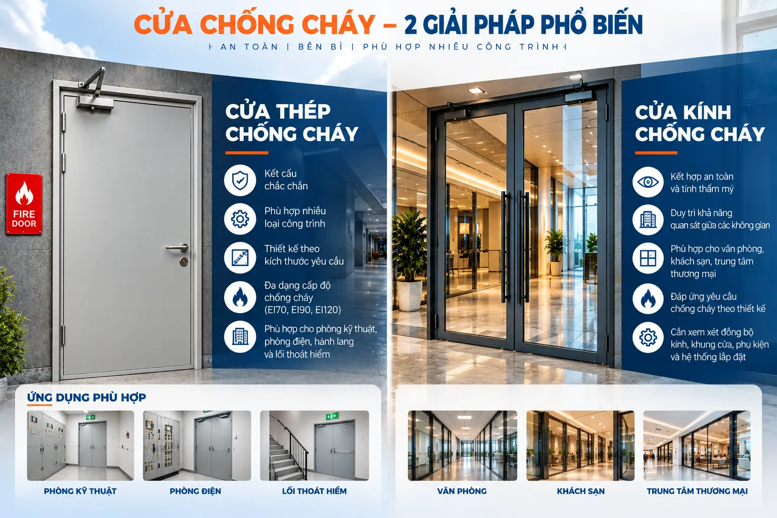 Cửa thép và cửa kính chống cháy