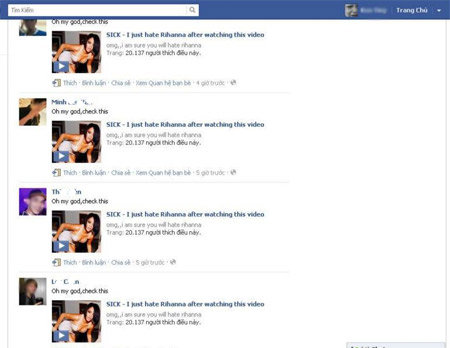 “Bẫy” Rihanna hoành hành trên cộng đồng Facebook Việt