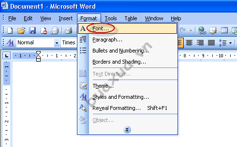 Cách sửa hiệu ứng chữ và ghi chỉ số trên dưới trong MS Word 2003